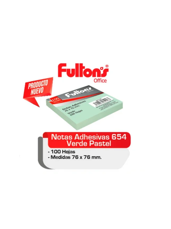 Nota adhesiva 76x76mm 100 hojas verde 1 unidad Fultons